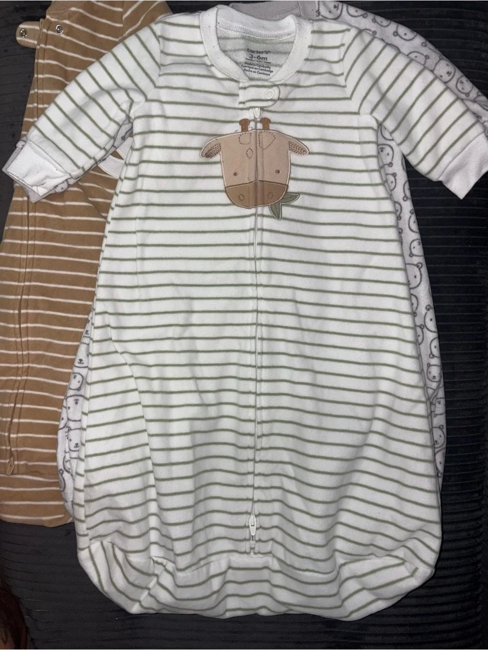 Carter's Baby Sleep Sacks - Brown, White with Green Stripes, Gray Bear Print